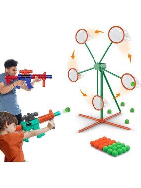 Outdoor Shooting Game Set for Kids 5-10+ | Moving Target, 2 Popper Guns & Foam